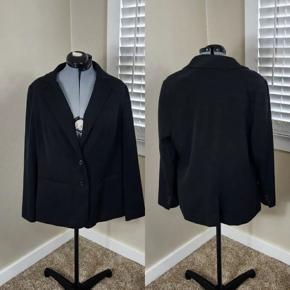 Lane Bryant Plus Size Blazer Black Size 18 Two Button Front Closure
